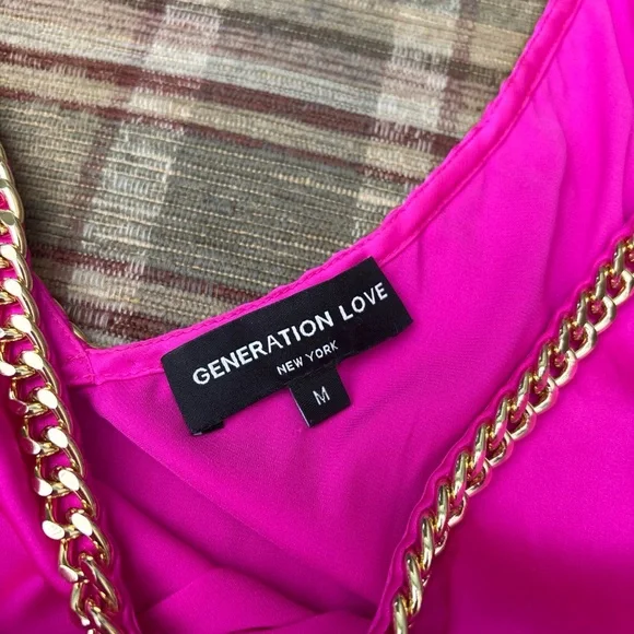Generation Love Fuchsia Dress with Gold Chain Accent - Picture 5 of 7